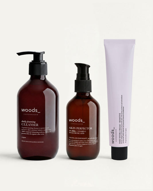Woods Copenhagen 3-Step Routine – hudplejesortiment til kombineret hud