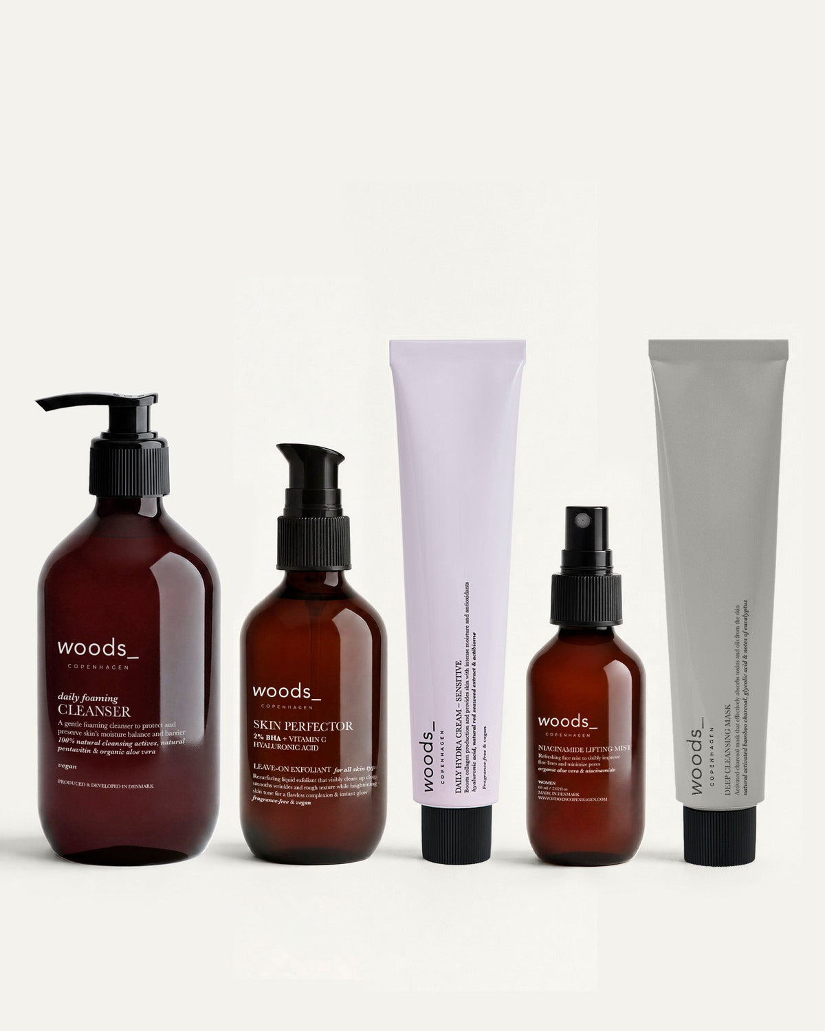 Woods Copenhagen 5-Step Routine – hudplejesortiment til kombineret hud